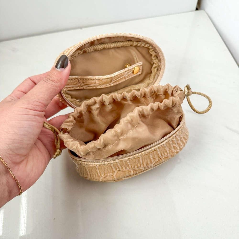 Cream coloured faux snake skin travel jewelry bag organizer